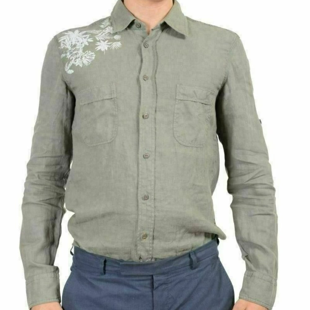 Hugo Boss Orange "CalifoE_2" Men's Green Casual Shirt Size US M IT 50